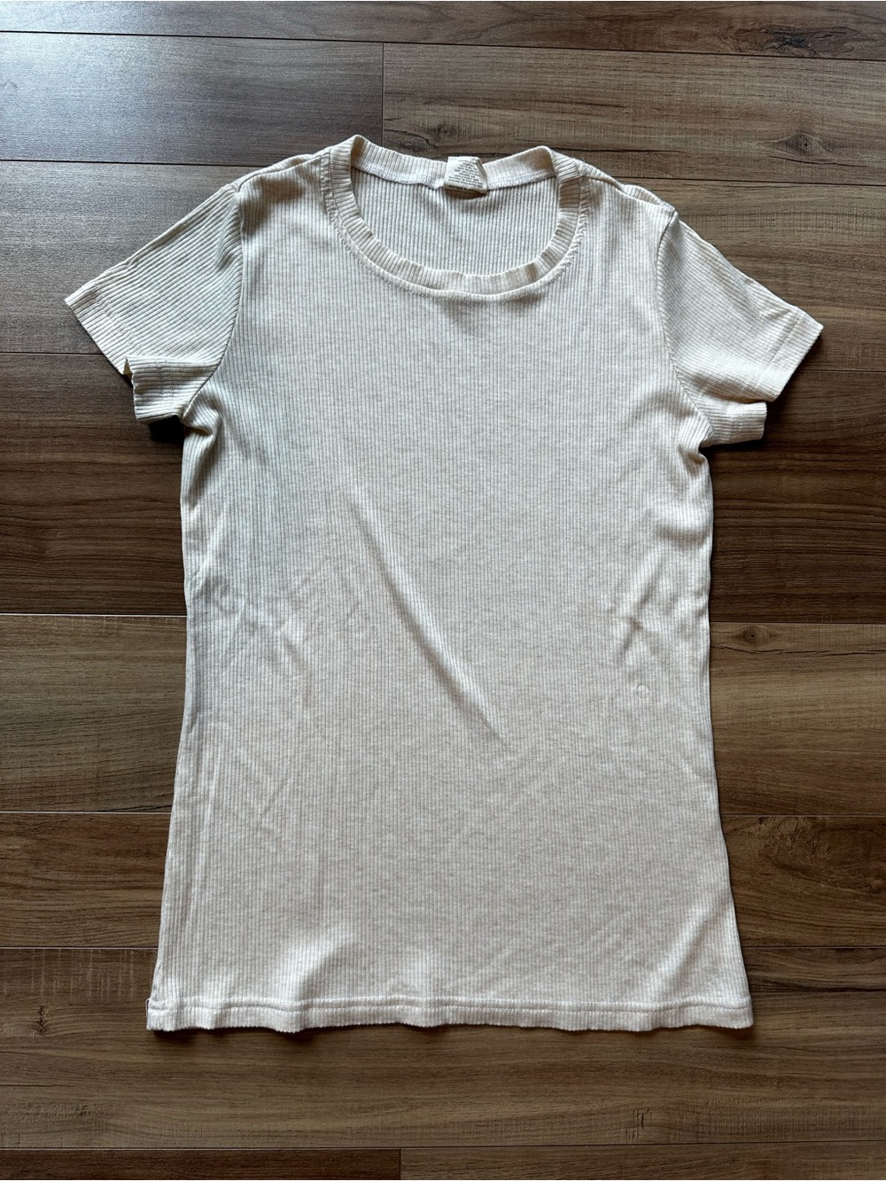 Women's Buttercream Ribbed Short Sleeve Crewneck Top in Cream Melange